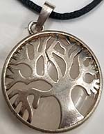 Rose quartz tree of life round necklace