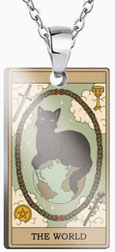 The World cat tarot pendant necklace