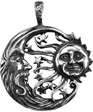 Windblown celestial sun moon necklace