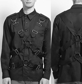 Tripp NYC men's/unisex black cotton Parachute strappy shirt jacket 