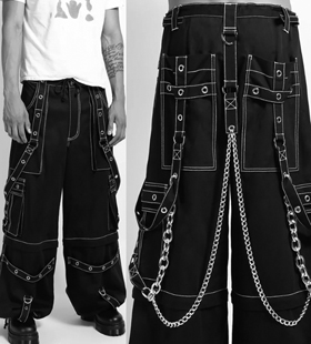 Tripp NYC black/white cotton Freedom mens eyelet strappy zip off pants