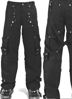 Tripp NYC mens' black cotton twill Zip Off wide leg bondage Crush pants