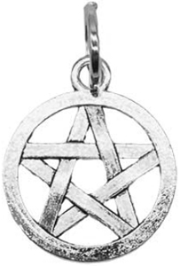 silver alloy 5/8 inch pentagram necklace on cord