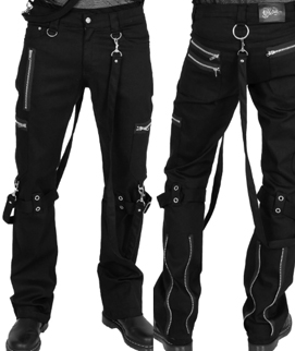 Vixxsin black cotton poly men's Arbor strap zip pants.