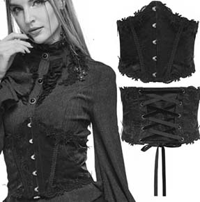 Gothic black velvet lace up underbust waist corset