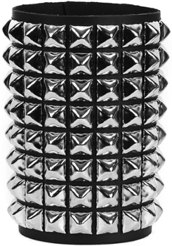 Funk Plus black leather 8 row 1/2 inch pyramid stud snap wristband