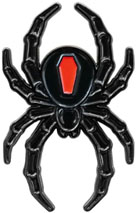 Kreepsville black widow spider enamel pin