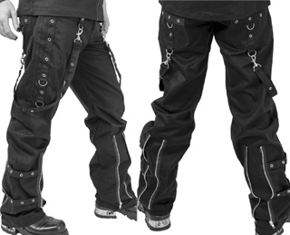 Poizen Industries black cotton elastane mens' Blade zippered strappy pants