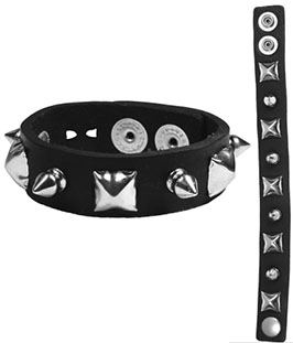 Mascorro Leather pyramid stud/spike black leather wristband 