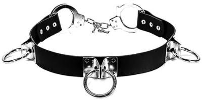 Funk Plus heavy metal hasp 3 ring handcuff leather belt