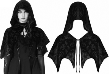 Gothic skull velvet hooded cape