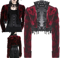 Dark in love Dark red velvet shrug with lace