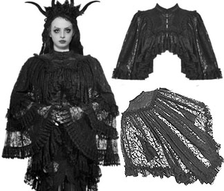 Black elegant gothic lace oversized sleeve cape