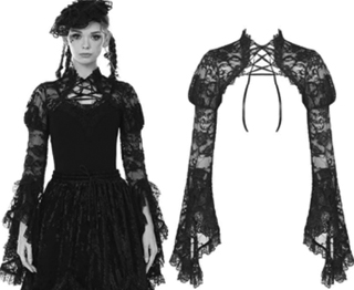 Black gothic lace shoulder piece crop bolero top 