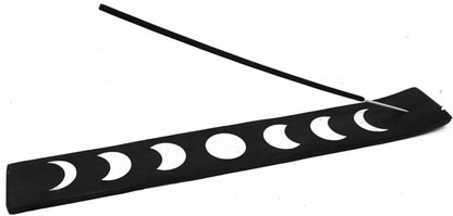 Black wood moon phases incense boat ash catcher burner