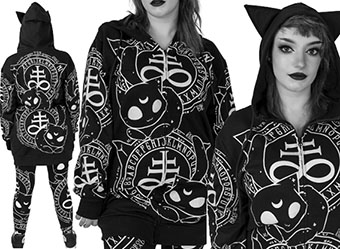 Heartless black cotton poly Cat Craft ladies' hoodie