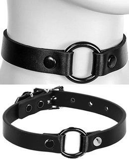 Funk Plus black o-ring 3/4 inch genuine leather collar