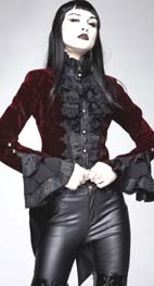 Victorian red velvet burnout ladies' jacket