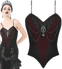 Romantic heart velvet corset top with chain