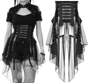 Dark in Love Industrial grommet lace up corset skirt