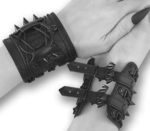 Pleaser/Demonia black faux leather wrist cuff pair