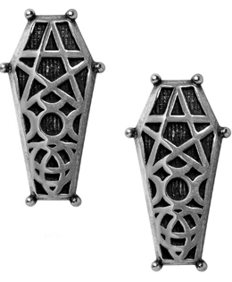 Alchemy of England fine pewter Hex Coffin earrings