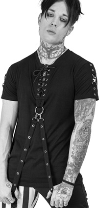 Heartless black cotton short sleeve guys' Einer strappy shirt