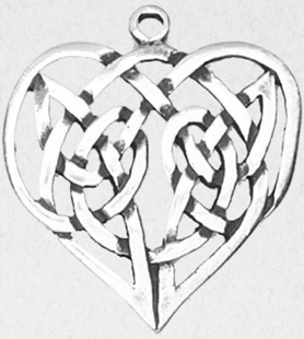 Celtic weave heart pewter pendant necklace on cord