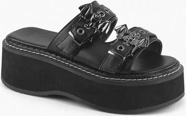 Pleaser/Demonia black pu 2 inch platform double strap women's Emily bat sandal 