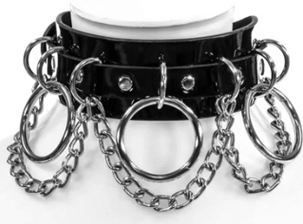 Funk Plus 3 o-ring chain wide patent leather choker