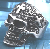 Carved skull stainless steel ring