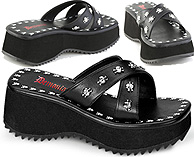 Pleaser/Demonia black pu 2 1/2 inch Flip skull print/stud sandal