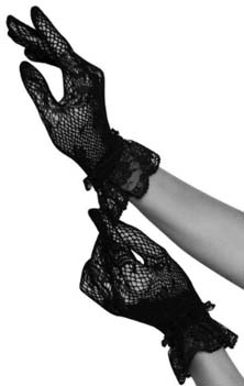 Leg Ave black floral stretch lace wrist length gloves