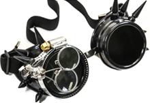 Black Steampunk spike goggles with eye lense armature