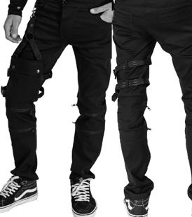 Vixxsin black cotton poly men's Hawthorne strap zip pants