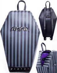 Rock Rebel black grey stripe coffin backpack