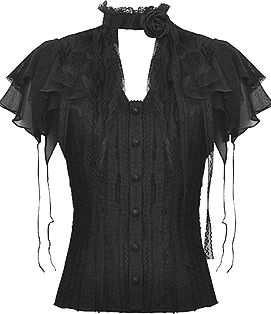 Dark in Love black lace tattered mock two piece cape top