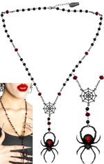 Kreepsville black widow spider rosary necklace