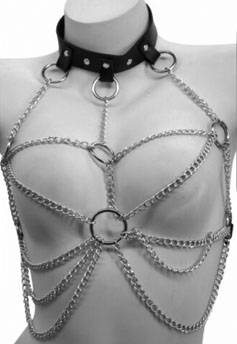 Vinyl leatherette chain body harness