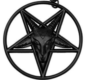 Kreepsville Black Baphomet circle charm necklace