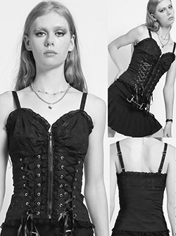 Tripp NYC black cotton skull embroidered corset top