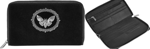 Killstar Enchanted Tales black velvet moth zip wallet