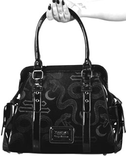 Killstar Time Warp black faux leather velvet handbag 