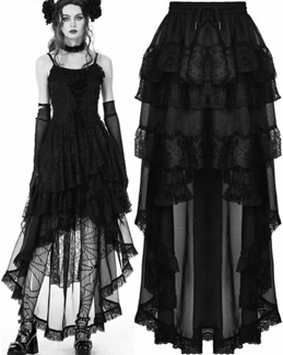 Dark in Love Gothic black chiffon high low petticoat skirt