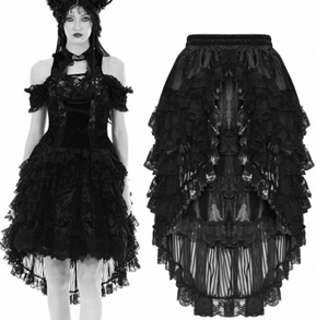 Dark in Love princess ruffle hi low lace skirt