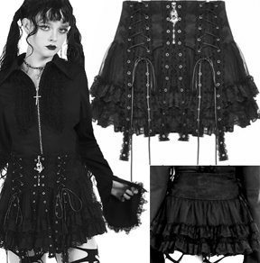 Dark in Love gothic eyelet tulle mini skirt