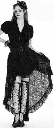 Dark in Love Gothic gothic princess black lace high low skirt