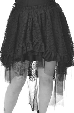 Poizen Industries black poly lace layered ruffled Lavinia skirt