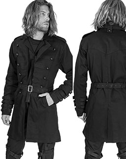 Vixxsin cotton poly men's black Lazarus 3/4 belted double breasted coat