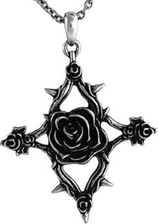 Silver thorned rose necklace 